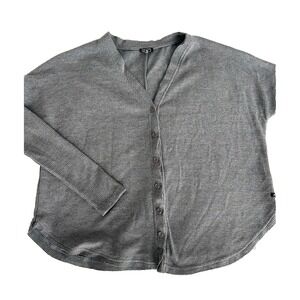 Lira Women's Thermal Button Up‎ Sweater Small Gray Lagenlook Style Oversized